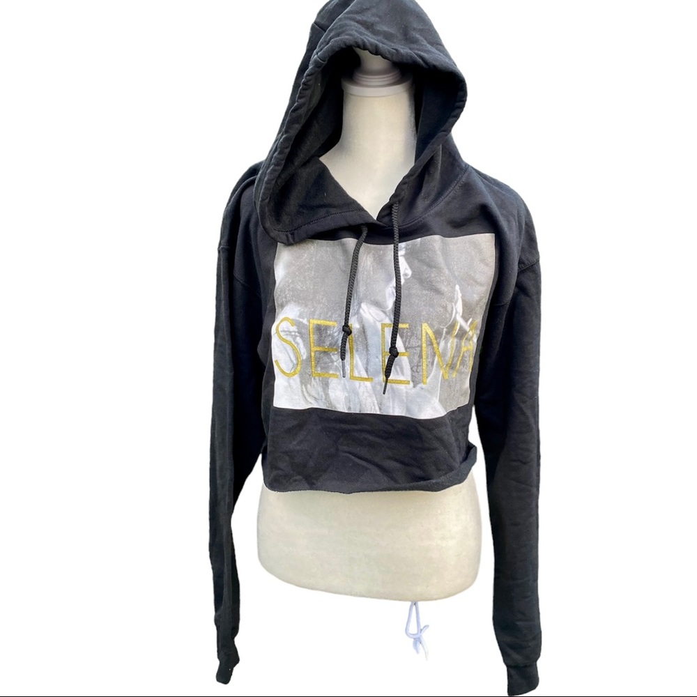 Offical Selena Black Fleece Cropped Hoodie